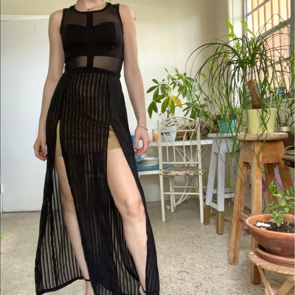 Material Girl Open Slit See Through Dress / size not listed, see measurements!